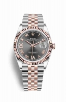 Copie Montre Rolex Datejust 36 Everose Roles ou Oystersteel 18 ct Everose or 126231 Rhodium fonce serti de diamants Cadran m126231-0023