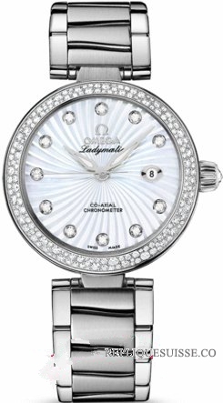 Omega De Ville Ladymatic Blanc MOP Diamant Automatique 425.35.34.20 Montre Réplique