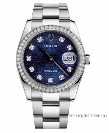 Réplique Rolex Datejust en acier inoxydable de 36mm Bleu jubile cadran 116244 BLJDO