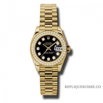 Rolex Datejust Lady Or 26mm 179138 (noir Dial, Diamant Marker Montre Réplique