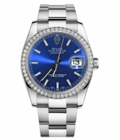 Réplique Rolex Datejust en acier inoxydable de 36mm Cadran bleu 116244 BLIO