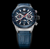 Copie Montre TAG Heuer Carrera Calibre Heuer 02 43 Acier Inoxydable/Bleu Ceramique/Alligator CBG2011.FC6430