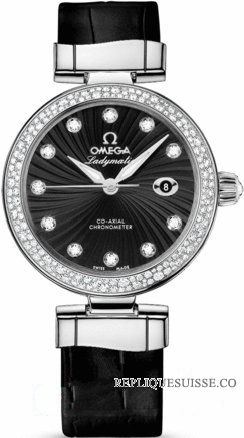 Omega De Ville Ladymatic noir Diamant Dial & Bezel 425.38.34.20. Montre Réplique