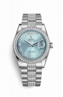 Copie Montre Rolex Day-Date 36 Platinum 118346 Glace bleue Cadran m118346-0044