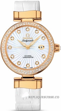 Omega De Ville Ladymatic Dames Blanc MOP Diamants 425.68.34.20.5 Montre Réplique