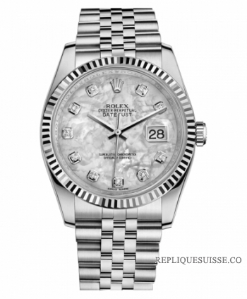 Réplique Rolex Datejust en acier de 36mm cadran en nacre Bracelet Jubile 116234 MDJ