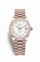 Copie Montre Rolex Datejust 31 18 carats Everose or 278285RBR cadran blanc m278285rbr-0008