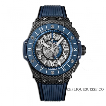 Réplique Hublot Big Bang Unico Gmt Carbon Blue Ceramique