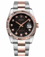 Réplique Rolex Datejust 36mm acier et or rose cadran noir jubile 116231 BKJDO