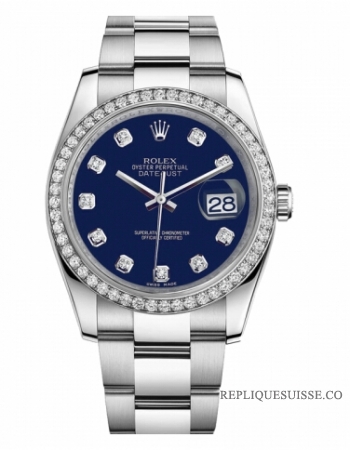 Réplique Rolex Datejust en acier inoxydable de 36mm Cadran bleu 116244 BLDO