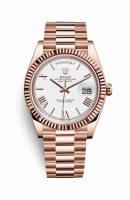 Copie Montre Rolex Day-Date 40 Or 18 carats Everose 228235 Cadran Blanc m228235-0032