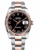 Réplique Rolex Datejust 36mm acier et cadran en or rose noire 116231 BKRO