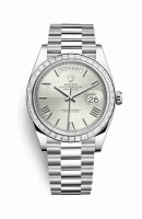 Copie Montre Rolex Day-Date 40 Platinum 228396TBR Quadrant argent Motif cadran m228396tbr-0025