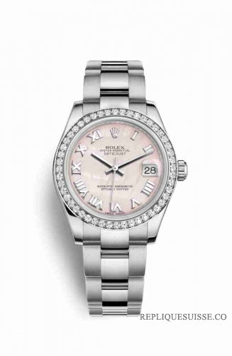 Copie Montre Rolex Datejust 31 Blanc Role ou Oystersteel Or blanc 18 carats 178384 Rose nacre Cadran m178384-0068