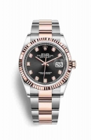 Copie Montre Rolex Datejust 36 Everose Roles ou Oystersteel 18 ct Everose or 126231 Noir ensemble diamants Cadran m126231-0020