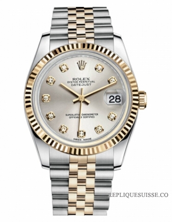 Réplique Rolex Datejust 36mm acier et Jaune or Argent Dial 116233 SDJ