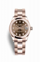 Copie Montre Rolex Datejust 31 18 carats Everose or 278245 Set diamants chocolat Cadran m278245-0015