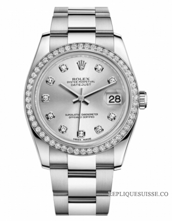 Réplique Rolex Datejust 36mm cadran argente en acier inoxydable 116244 SDO