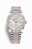 Copie Montre Rolex Datejust 36 Everose Roles ou Oystersteel 18 ct Everose or 126281RBR Blanc nacre ensemble diamants Cadran m126281rbr-0009