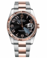 Réplique Rolex Datejust 36mm acier et or rose cadran noir concentrique 116231 BKCAO