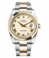 Réplique Rolex Datejust 36mm en acier et or jaune Or Ivoire Pyramid Dial 116203 IPRO