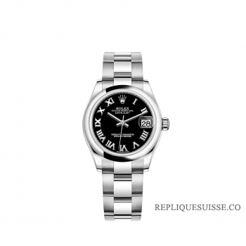 Rolex Datejust 31 Oystersteel cadran noir brillant