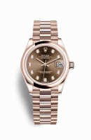 Copie Montre Rolex Datejust 31 18 carats Everose or 278245 Set diamants chocolat Cadran m278245-0016