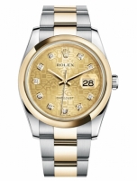 Réplique Rolex Datejust en acier et or 36mm en or jaune Champagne Jubile 116203 CHJDO