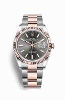 Copie Montre Rolex Datejust 36 Everose Roles ou Oystersteel 18 ct Everose or 126231 rhodium fonce Cadran m126231-0014