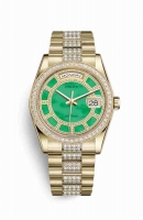 Copie Montre Rolex Day-Date 36 Or jaune 18 carats 118348 Carrousel de jade vert Cadran m118348-0179