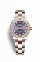 Copie Montre Rolex Datejust 28 Everose Roles ou Oystersteel 18 ct Everose or RBR Aubergine ensemble diamants Cadran m279381rbr-0016