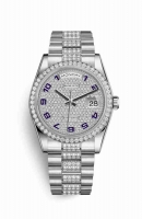 Copie Montre Rolex Day-Date 36 Platinum 118346 Cadran pave de diamants m118346-0059