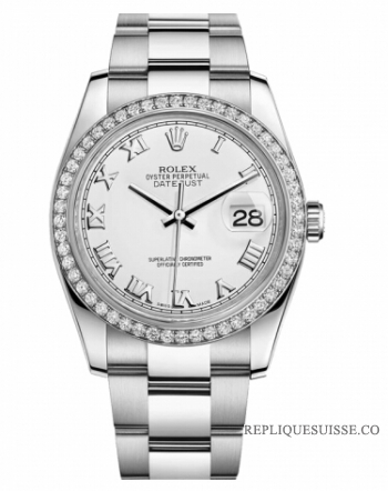 Réplique Rolex Datejust en acier inoxydable de 36mm cadran blanc 116244 WRO