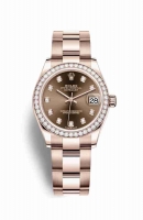 Copie Montre Rolex Datejust 31 18 carats Everose or 278285RBR Ensemble de chocolat diamants Cadran m278285rbr-0012