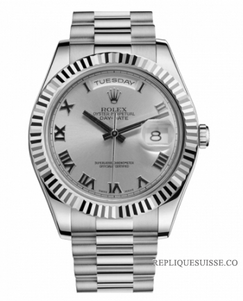 Réplique Rolex Day Date II President Blanc or Rhodium cadran 218239 RRP M 218239 RRP