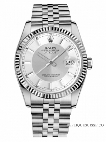 Réplique Rolex Datejust en acier de 36mm cadran argente Bracelet Jubile e 116234 STSISJ