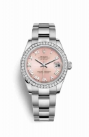 Copie Montre Rolex Datejust 31 Blanc Role ou Oystersteel Or blanc 18 carats 178384 Rose Cadran m178384-0024