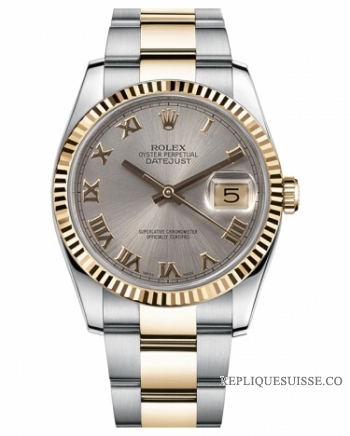 Réplique Rolex Datejust 36mm acier et or Gris Dial 116233 GRO