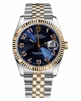 Réplique Rolex Datejust 36mm acier et Jaune or bleu cercle concentrique D 116233 BLCAJ