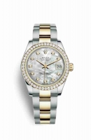 Copie Montre Rolex Datejust 31 Jaune Rolesor Oystersteel or jaune 18 ct 178383 Blanc nacre sertie de diamants Cadran m178383-0020