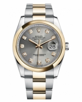 Réplique Rolex Datejust 36mm en acier et or jaune Or Gris Dial 116203 GDO