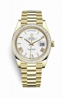 Copie Montre Rolex Day-Date 40 Or jaune 18 ct 228398TBR Cadran Blanc m228398tbr-0033