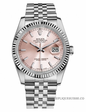 Réplique Rolex Datejust en acier de 36mm cadran rose Bracelet Jubile 116234 PIJ