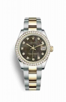 Copie Montre Rolex Datejust 31 Jaune Rolesor Oystersteel or jaune 18 ct 178383 Nacre noire sertie de diamants Cadran m178383-0021