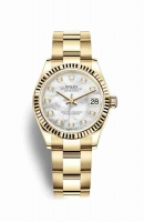 Copie Montre Rolex Datejust 31 Or jaune 18 ct 278278 Blanc serti de nacre Cadran m278278-0017