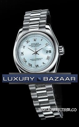 Rolex Datejust (Platinum/Ice bleu/Platinum) 179166 Montre Réplique