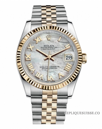 Réplique Rolex Datejust 36mm acier et Jaune or Mother of Pearl Dial 116233 MRJ