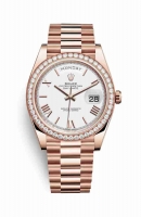 Copie Montre Rolex Day-Date 40 Or Everose 18 ct 228345RBR Cadran Blanc m228345rbr-0012