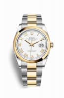 Copie Montre Rolex Datejust 36 Jaune Rolesor Oystersteel Or jaune 18 ct 126203 Cadran Blanc m126203-0030