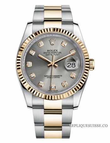 Réplique Rolex Datejust 36mm acier et or Gris Dial 116233 GDO